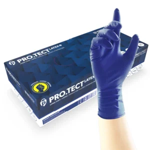 Сини латексови ръкавици с дълъг маншет Unigloves PRO.TECT Latex HD 50бр.